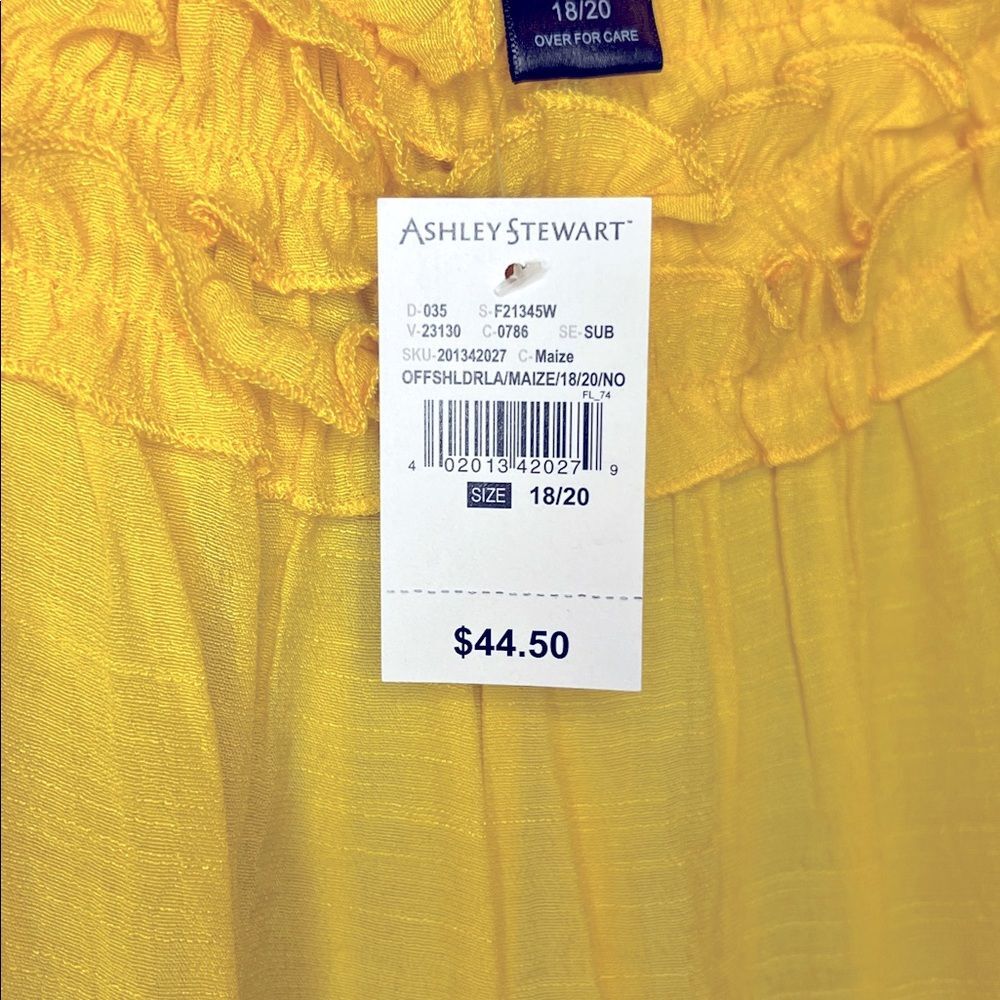 Ashley Stewart Off Shoulder Maize Wide Sleeve Women’s Blouse NWT - Picture 4 of 5